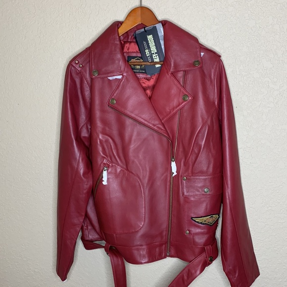 HARLEY-DAVIDSON® 120TH ANNIVERSARY RED BIKER LEATHER JACKET